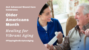Older man with wound care nurse